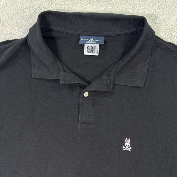 Psycho Bunny Pima Cotton Polo Shirt Skull Graphic Short Sleeve Mens‎ Size 2 XL - Picture 1 of 6